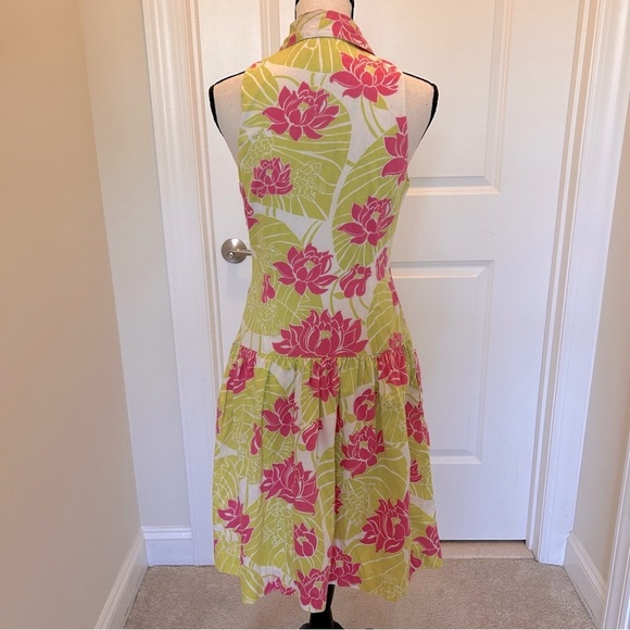 Lilly Pulitzer Pink and Green Floral Midi Dress SZ 4 - Picture 5 of 6